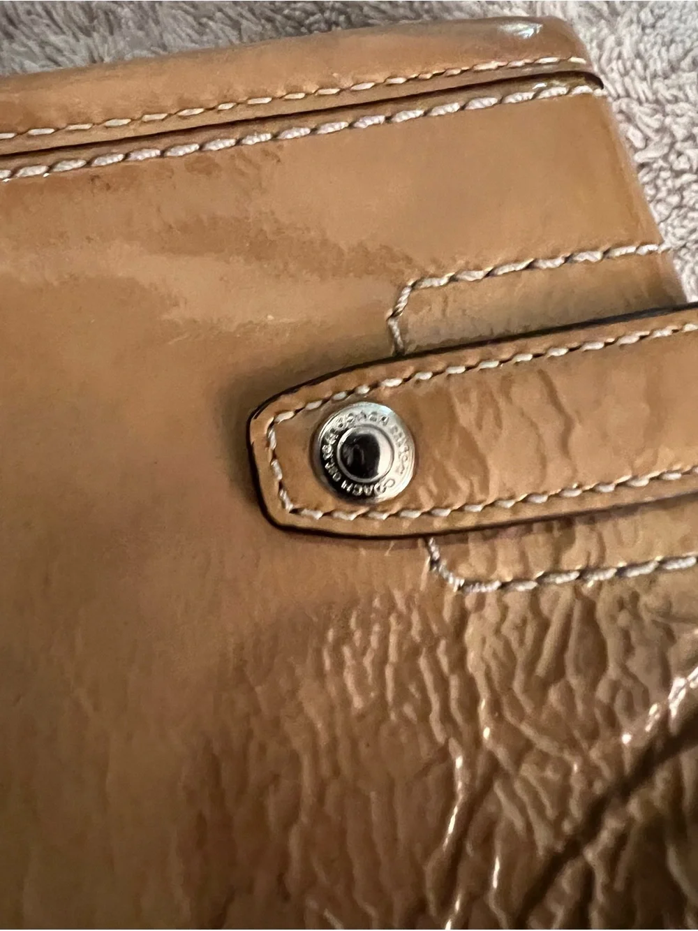 Coach Audrey Patent Leather Perforated Logo Wristlet